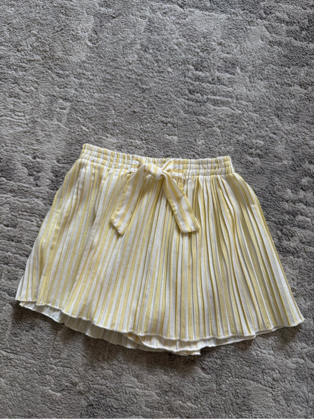Zara Yellow and White Striped Pleated Skater Skirt